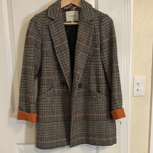 Women's Checkered oversized Blazer - Black, brown, Orange, beige